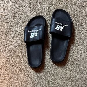 New Balance Black Slide Sandals with Logo